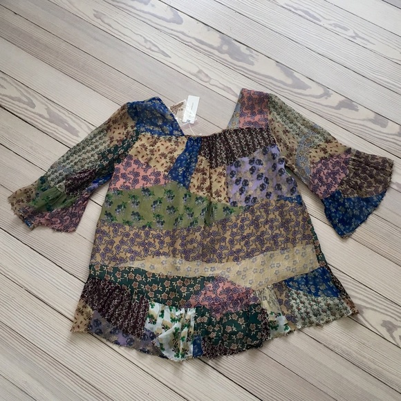 Anthropologie Floreat Patchwork Top Beaded - Picture 3 of 5